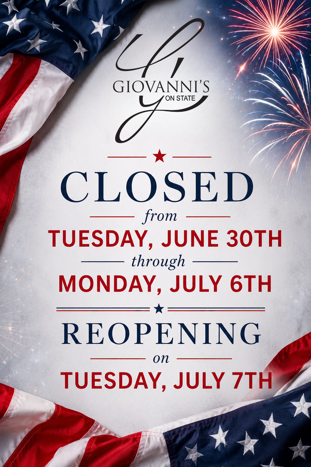 Giovanni's on State 4th of July design